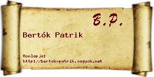 Bertók Patrik névjegykártya